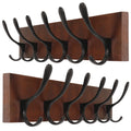 SKOLOO Wall Mount Coat Rack – 2 Pack Rustic Pine Wood Hooks, Brown