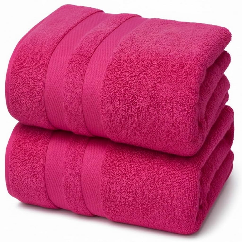 Egyptian Cotton Bath Sheets - 2 Pack Large 550GSM Towels (Pink)