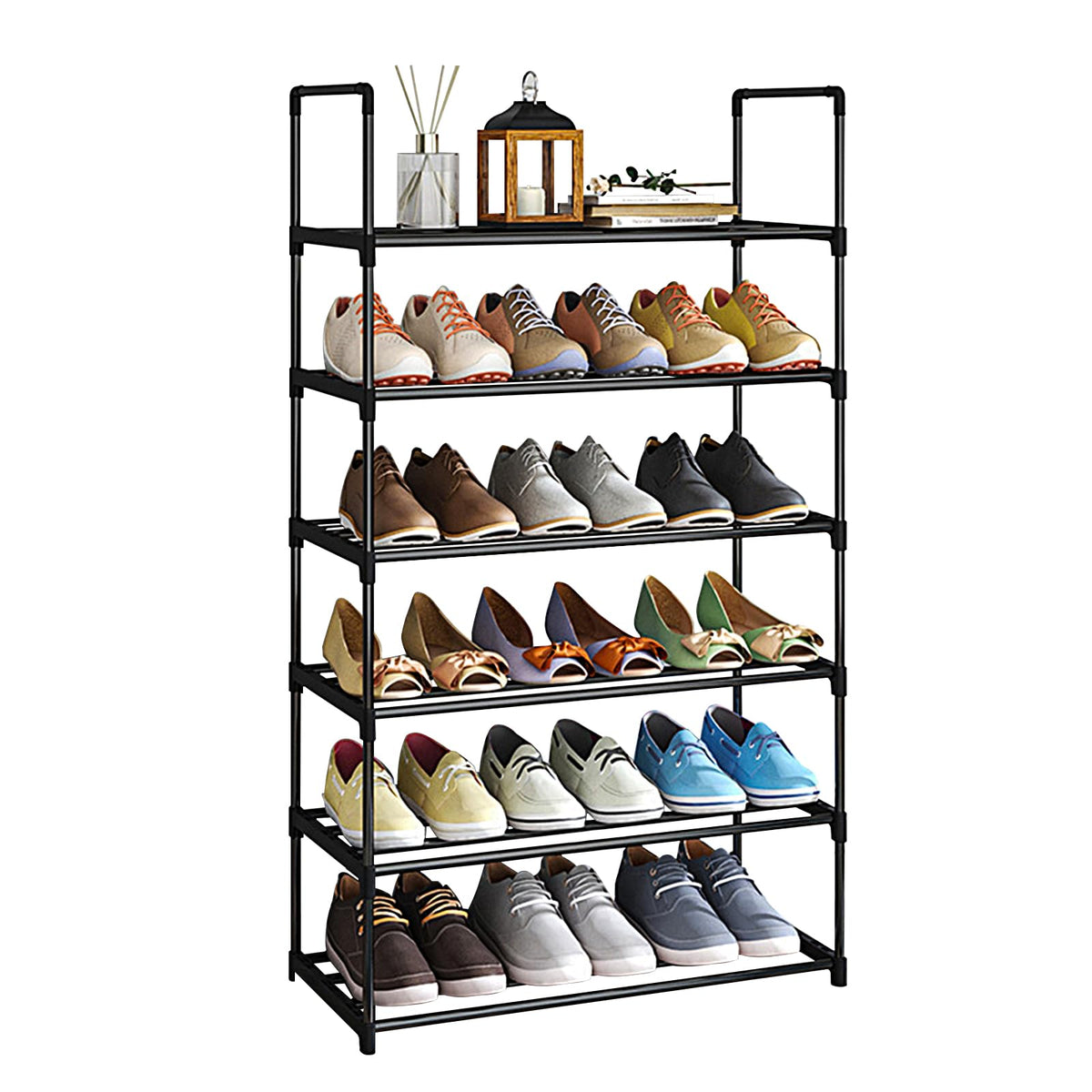 NIAWECAN 6 Tier Shoe Rack, Metal Shoe Organiser, Slim Shoe Racks Storage - image 1