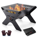 Odoland 2-in-1 Portable Camping Fire Pit | Foldable Wood Burning BBQ Grill