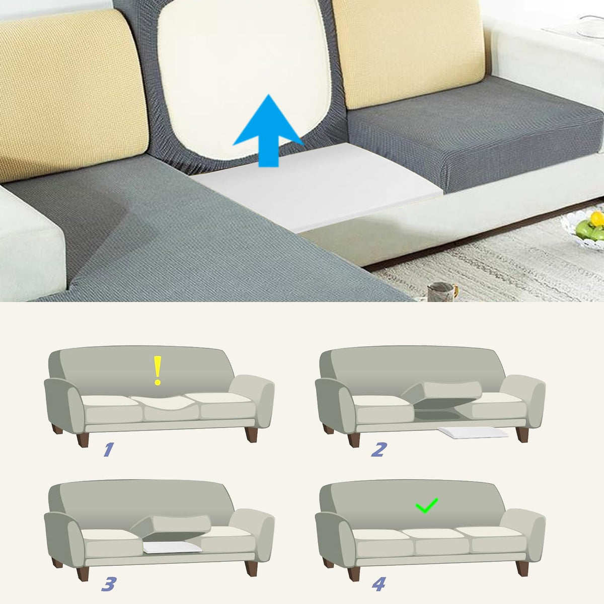 Duscdesp 50×50cm Sofa Support Boards,Sofa Bed Support Cushion Sofa Saver,Cushion Sag Repair for Corner Sofa Sofa Bed Couches Settee WHITE & 2 PCS