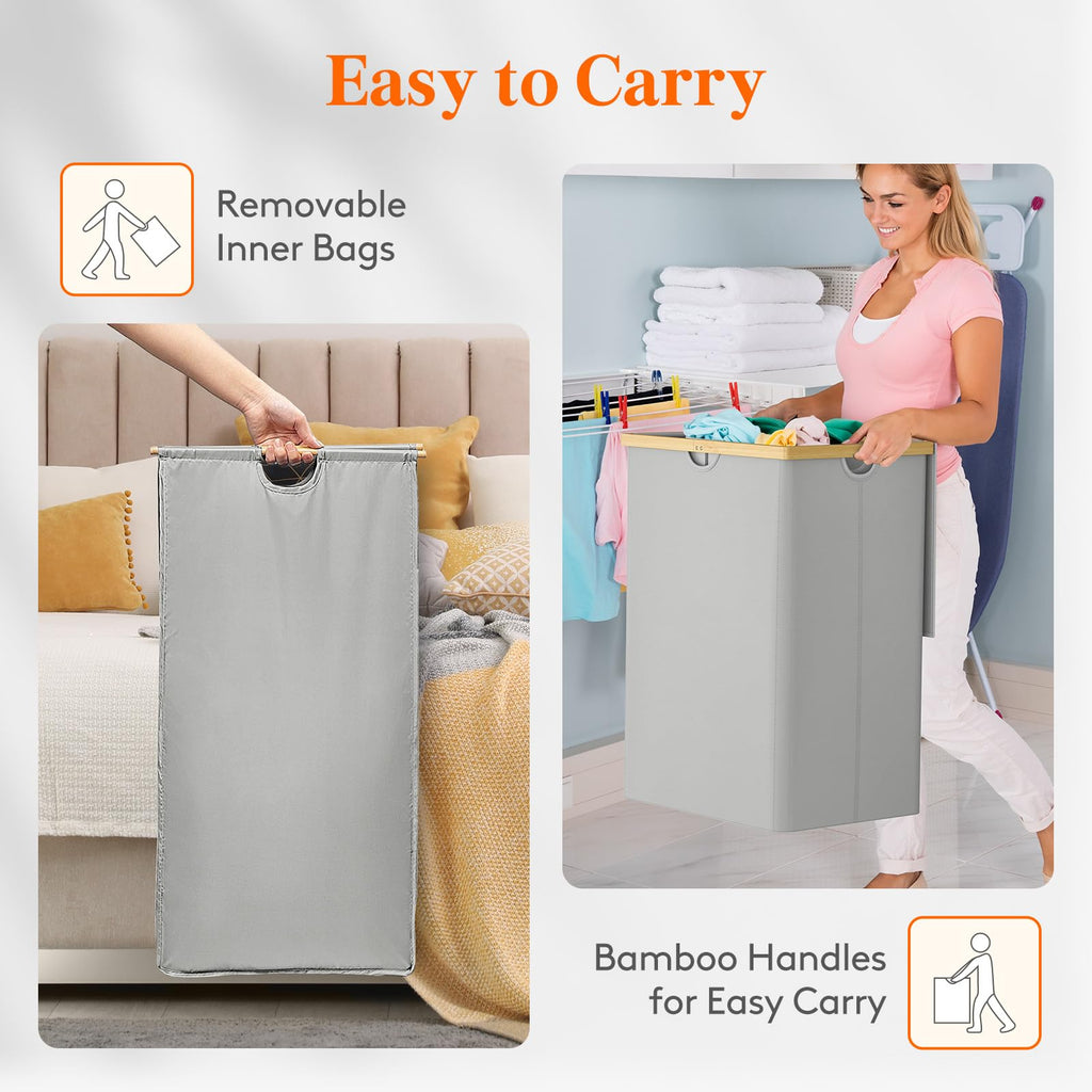 Lifewit 160L Double Laundry Hamper | Extra Large Bamboo Sorting Basket