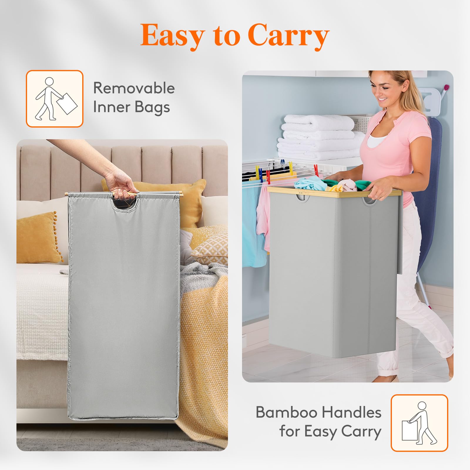 Lifewit 160L Double Laundry Hamper | Extra Large Bamboo Sorting Basket