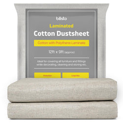 Jolof Store Waterproof Laminated Cotton Dust Sheets, 12ft x 9ft (2 Pack)
