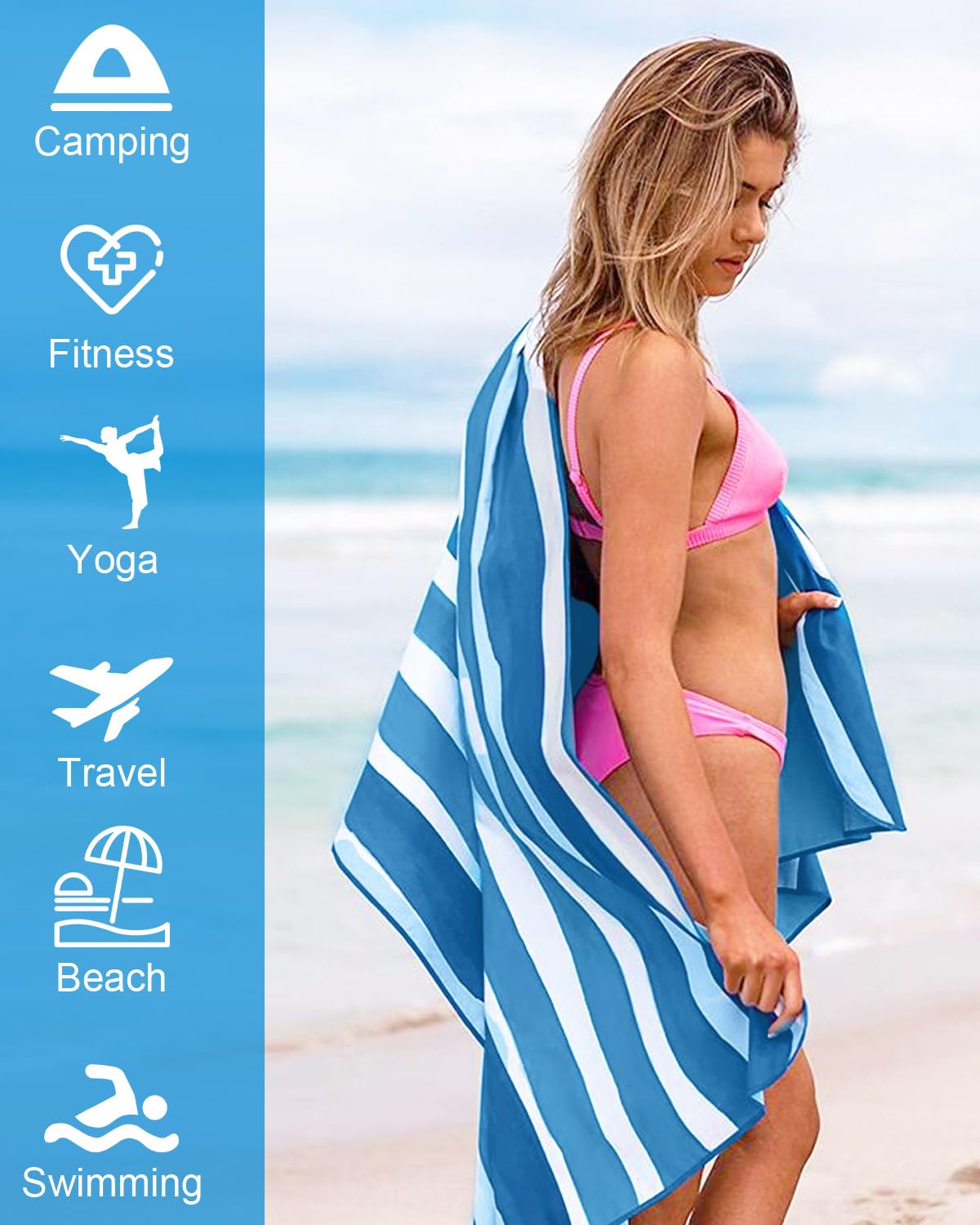 Victoper Microfiber Beach Towel d Rapid Drying Sand Free Soft Compact Lightweight Qualities Beach Towels for Adults Ideal for Swimming Beach Yoga - image 4