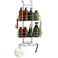 KANEODOT Shower Caddy Hanging, Over The Door Shower Storage, 2 Tier No Drilling Shower Shelf with Soap Holder for Bathroom Kitchen Silver Grey
