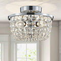 WUZUPS Modern Crystal Chandelier – Chrome Semi-Flushmount Ceiling Light