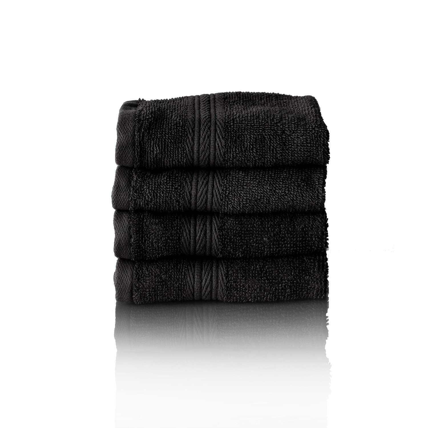 Glart Premium Cotton Guest Towels - Set of 4 Black Terry Towels 30x50cm