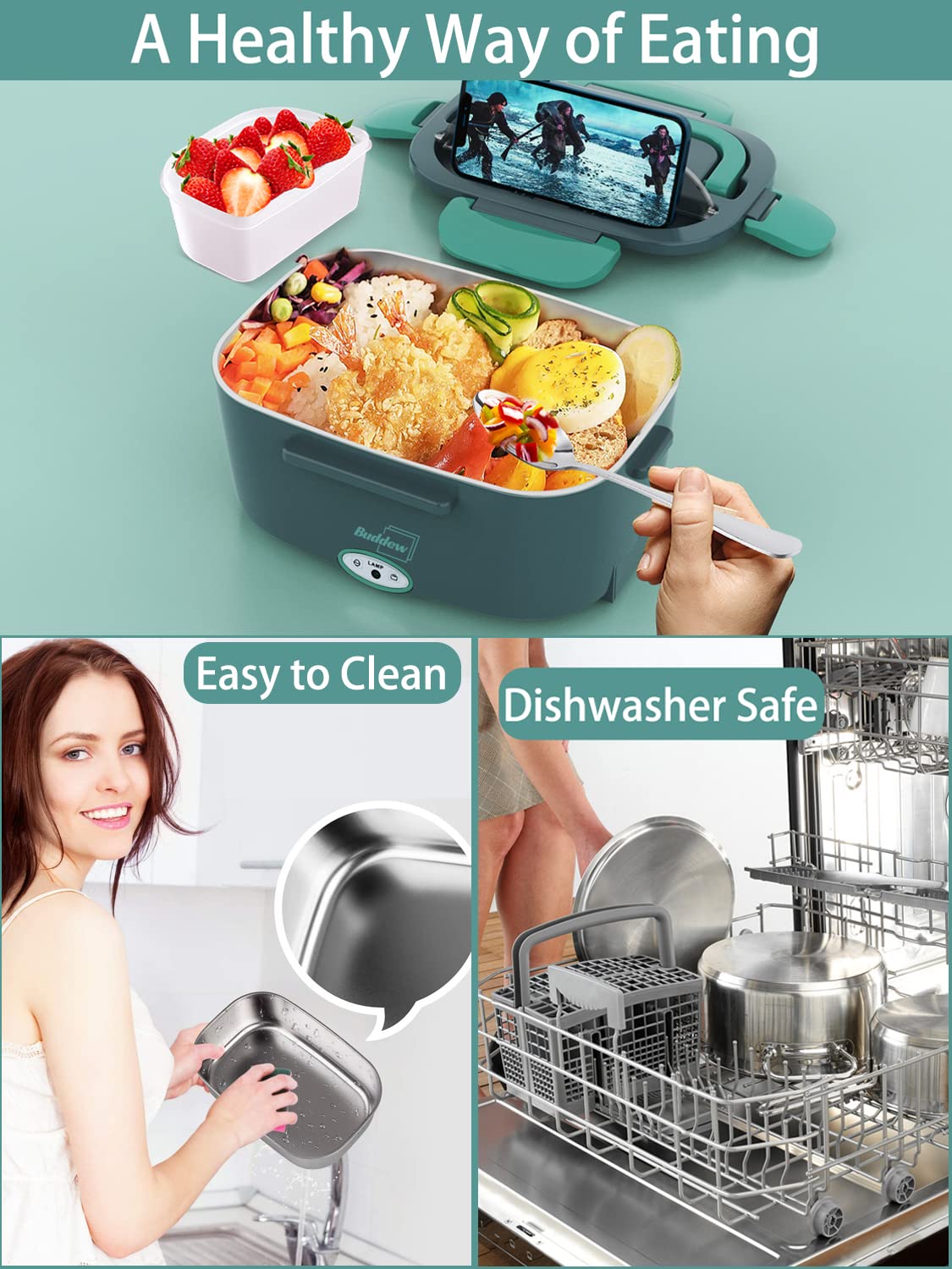 Buddew Electric Lunch Box – 80W Portable Food Warmer for Car, Truck & Office