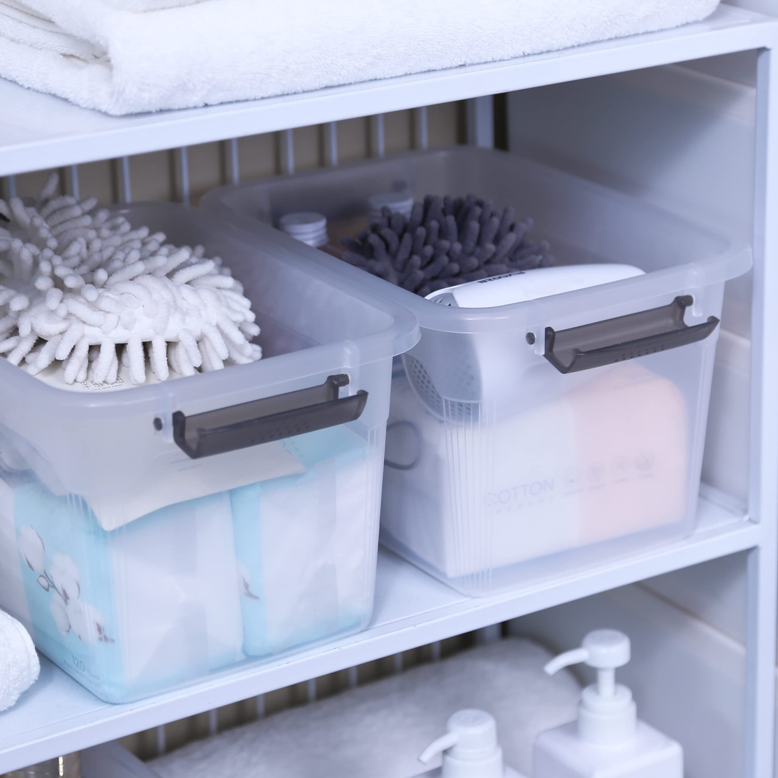 Citylife 8L Clear Plastic Storage Boxes with Lids and Handles – 6 Pack