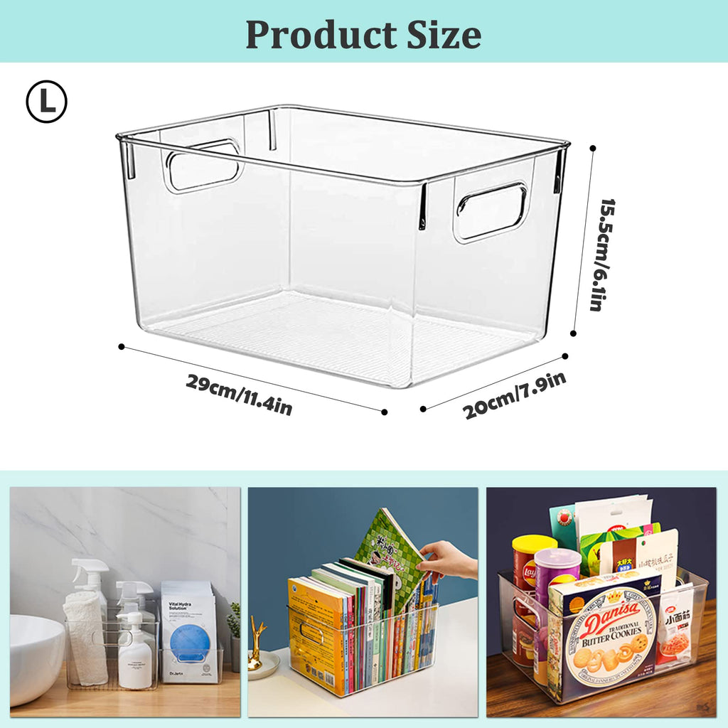 HPYLIFH Fridge Organiser Bins – 4 Pack Clear Stackable Pantry Storage