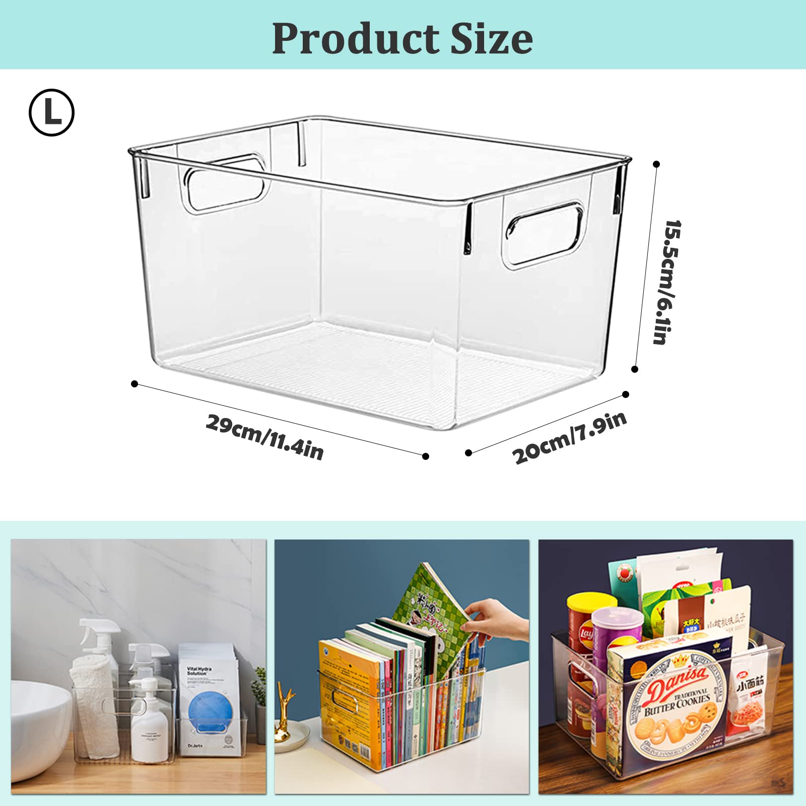 HPYLIFH Fridge Organiser Bins – 4 Pack Clear Stackable Pantry Storage