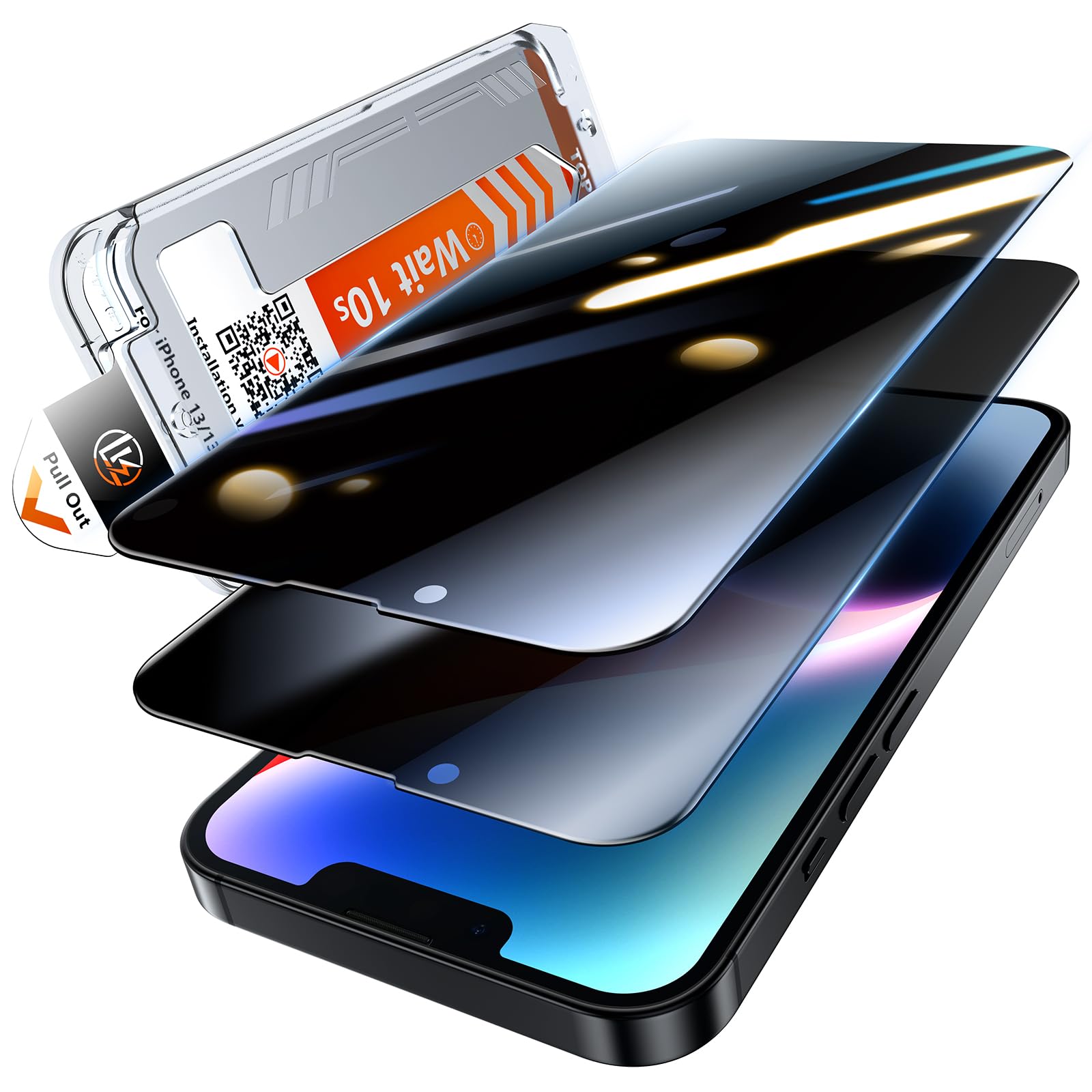 LK iPhone 16e/14/13 Pro Privacy Screen Protector – 2 Pack Anti-Spy Glass