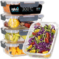 Igluu Glass Meal Prep Containers - 5 Pack Leakproof 1050ml Food Storage