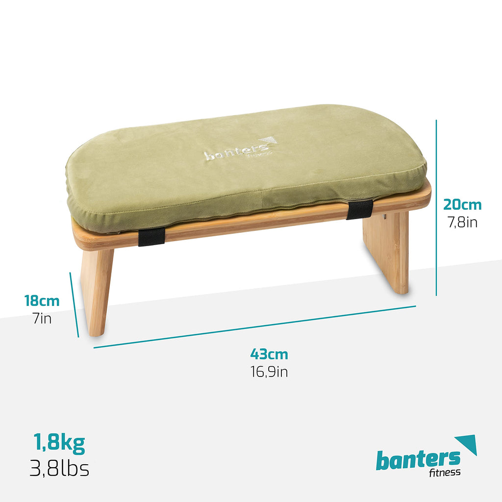 Banters Foldable Bamboo Meditation Bench – Kneeling Stool with Cushion