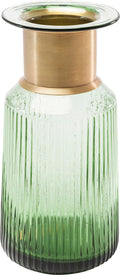 Kare Design Barfly Green Handblown Glass Vase with Brass Band - 30cm