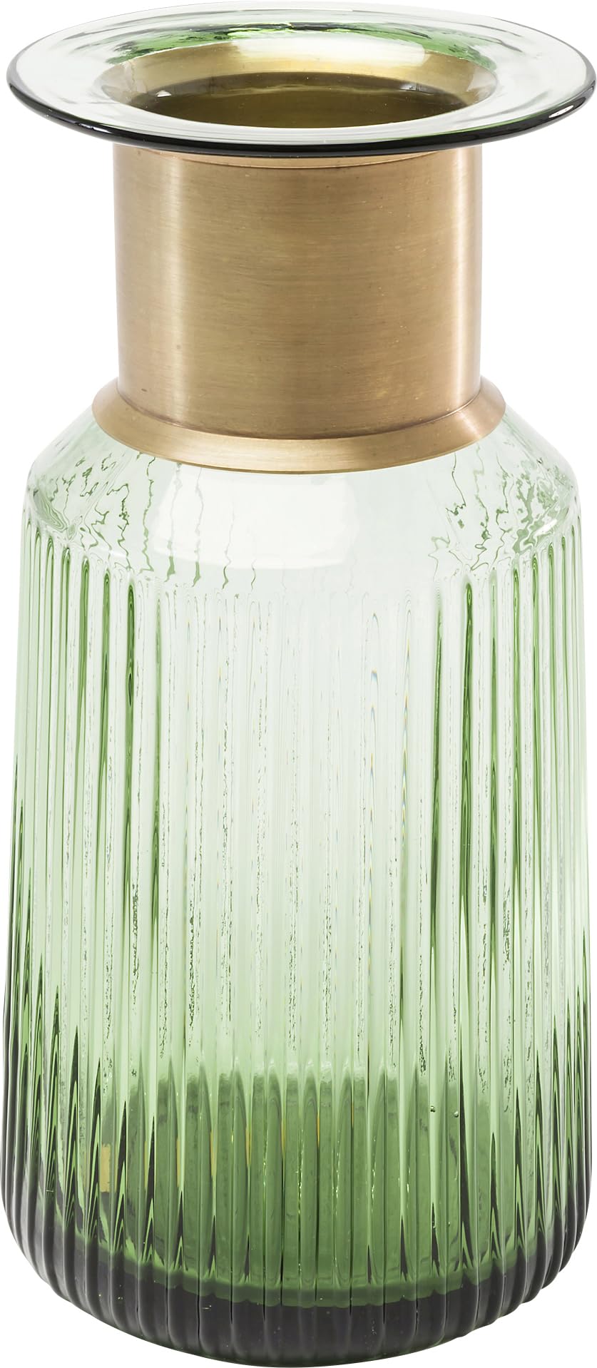 Kare Design Barfly Green Handblown Glass Vase with Brass Band - 30cm