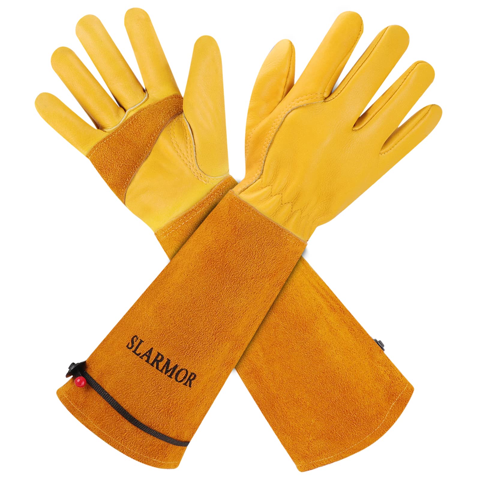 SLARMOR Thorn Proof Cowhide Leather Gardening Gloves with Long Gauntlet
