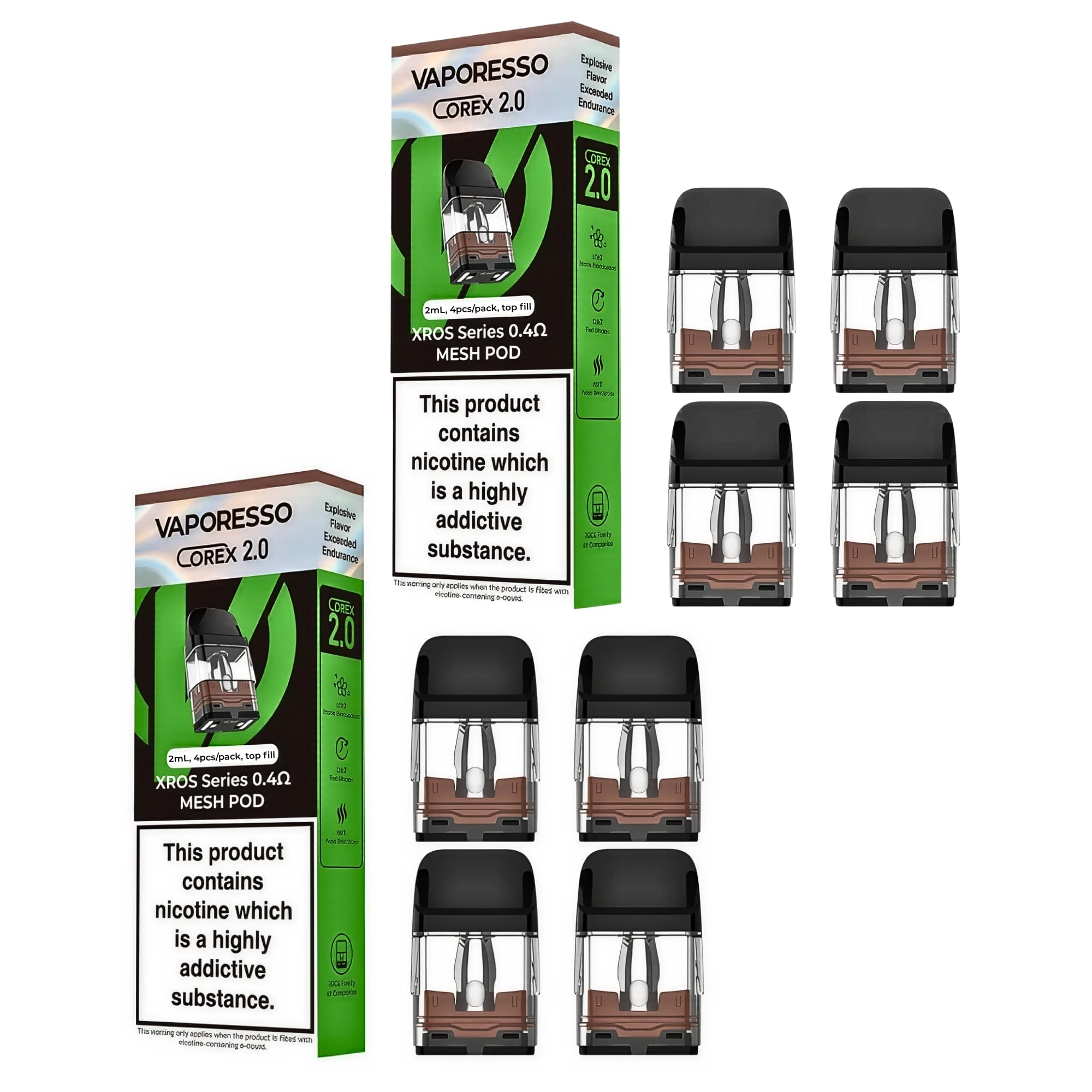 Vaporesso XROS 4 Replacement Pods – 0.4ohm Mesh Coil Top-Fill 4pk