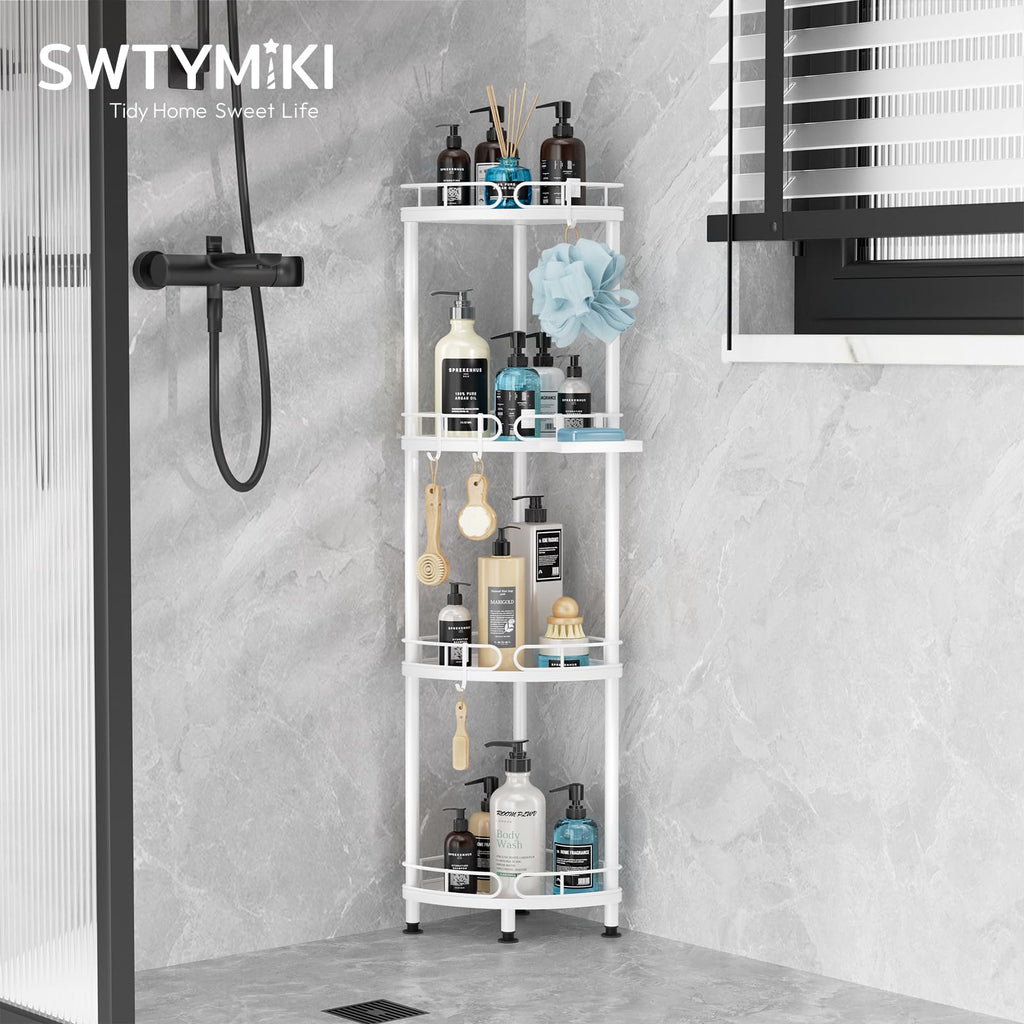 SWTYMIKI Corner Shower Caddy – 4 Tier Stainless Steel Standing Organizer