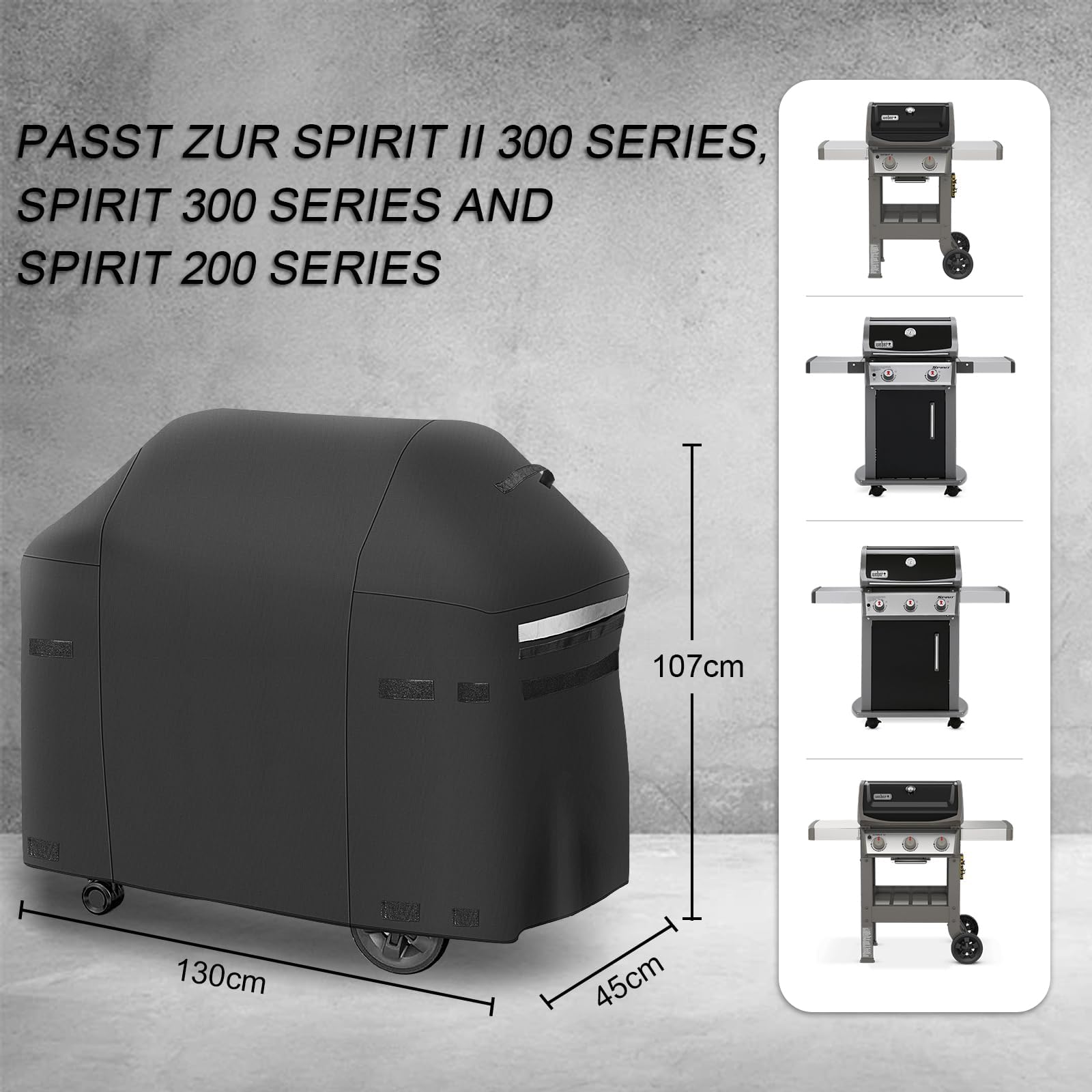 52 Inch Waterproof Grill Cover for Weber Spirit II 200/300