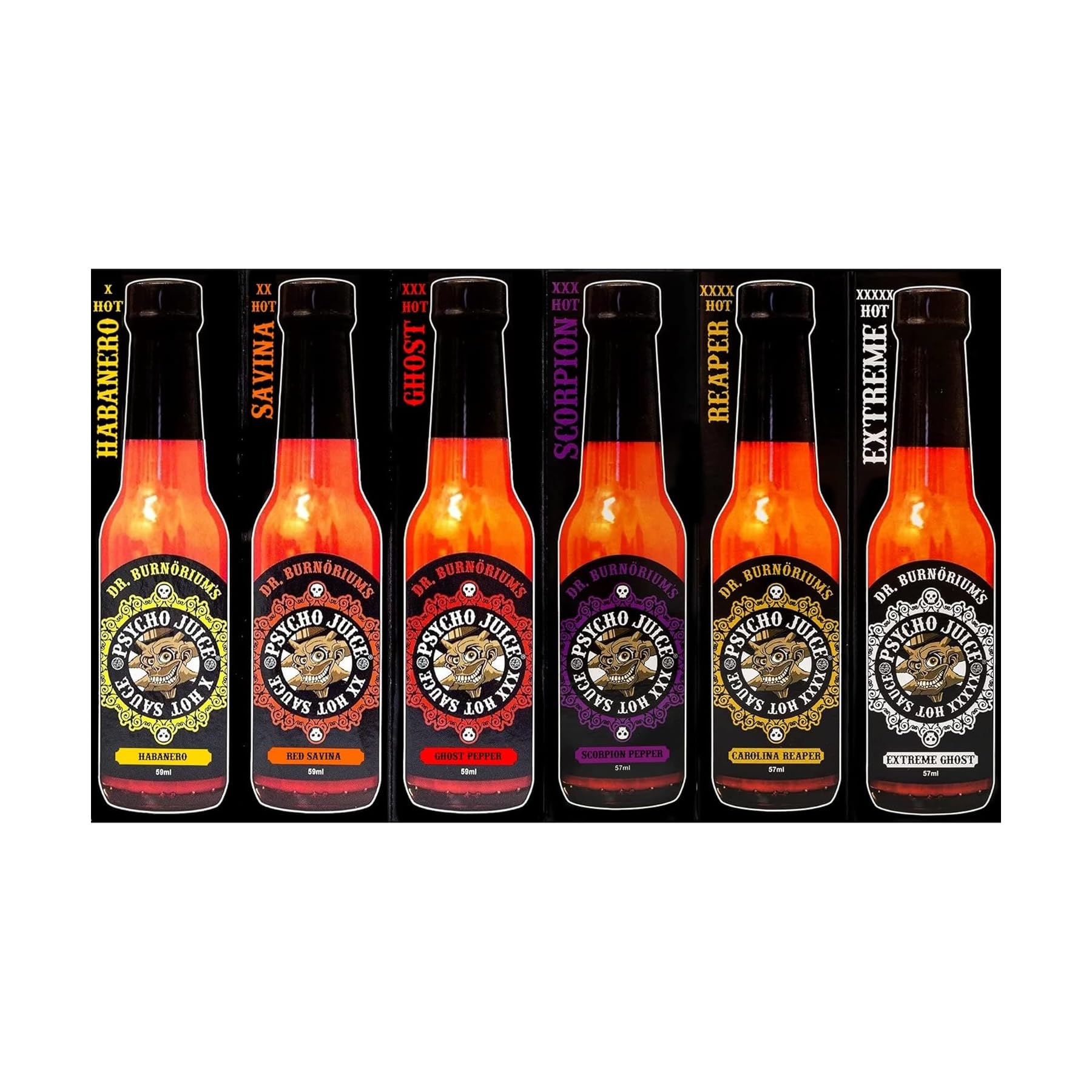 Psycho Juice Hot Chilli Pepper Sauce Mini Six Pack – 6 x 59ml Bottles