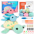 UXORSN Beginner Crochet Kit – 3 Pack Turtle Family Animal Starter Set
