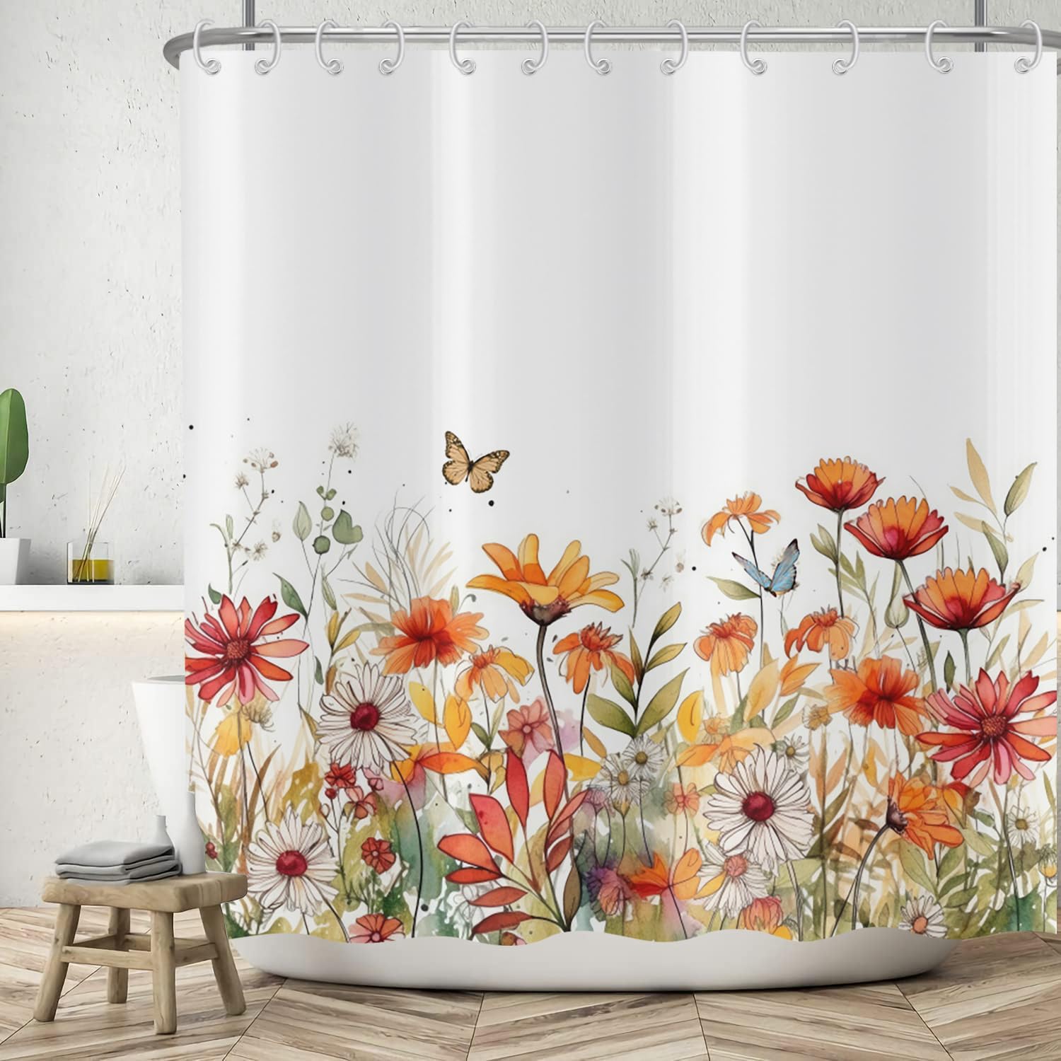 Jolof Store Floral Shower Curtain – Waterproof Polyester, 180x180 cm