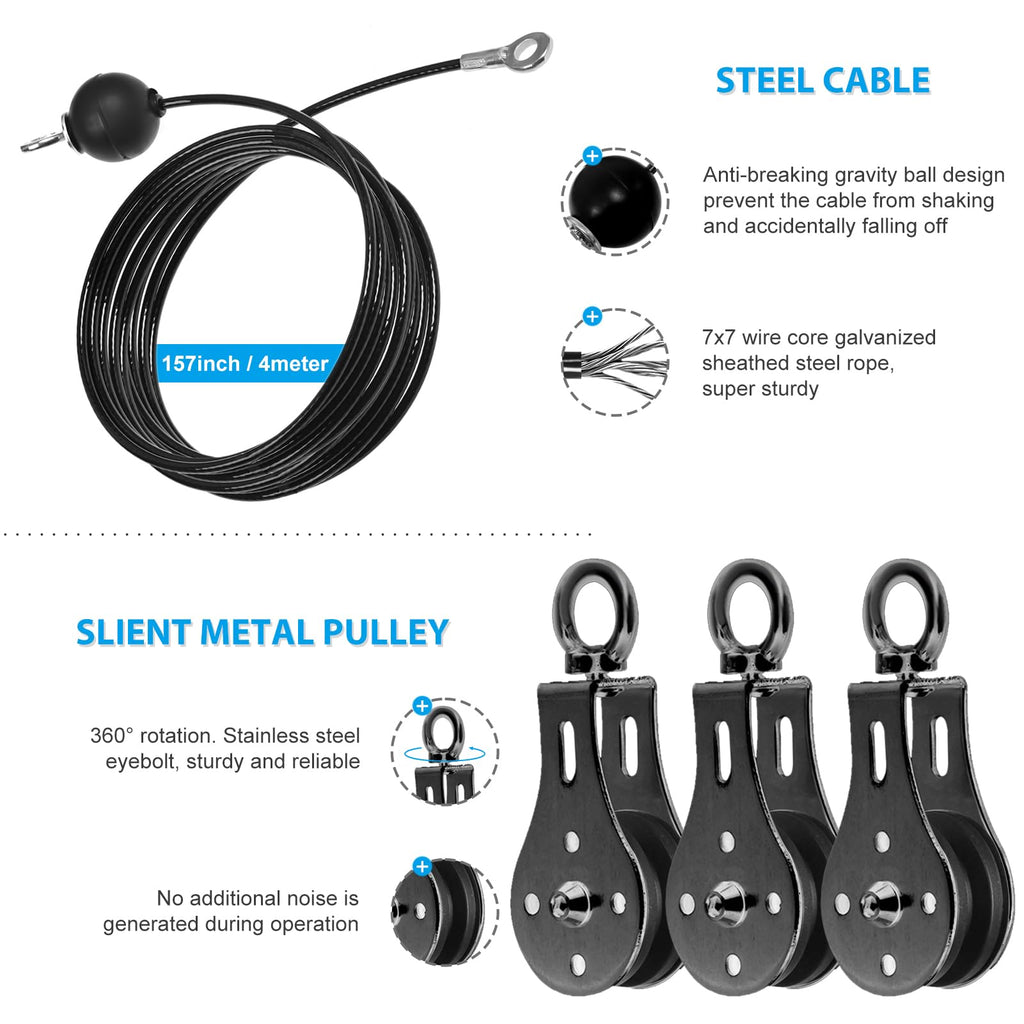FASPUP Home Gym Cable Pulley System – LAT Pull Down & Arm Workout Kit