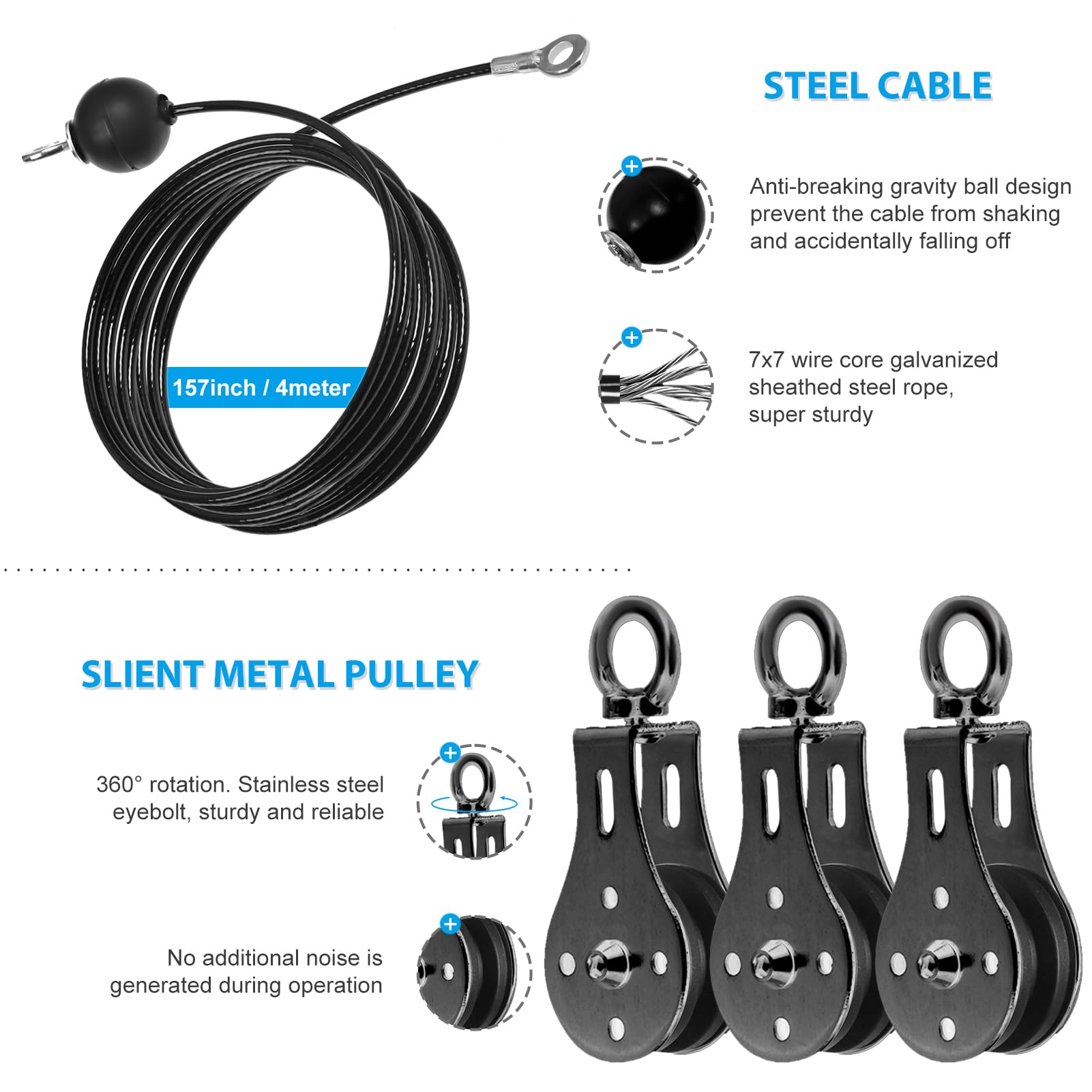 FASPUP Home Gym Cable Pulley System – LAT Pull Down & Arm Workout Kit