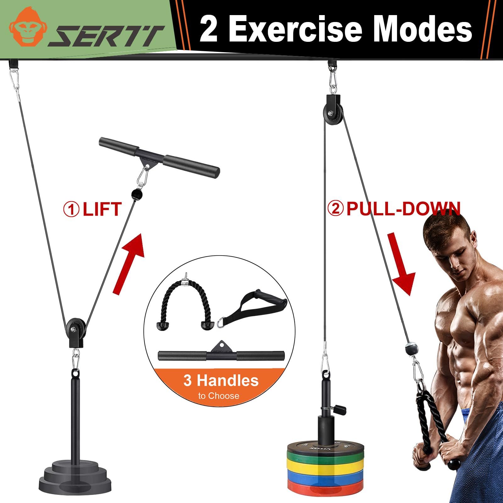 SERTT Home Gym Pulley System – DIY Cable Machine for Lat and Tricep Workouts
