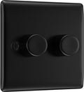 BG Electrical Double Dimmer Switch | Matt Black Nexus Metal | 200W