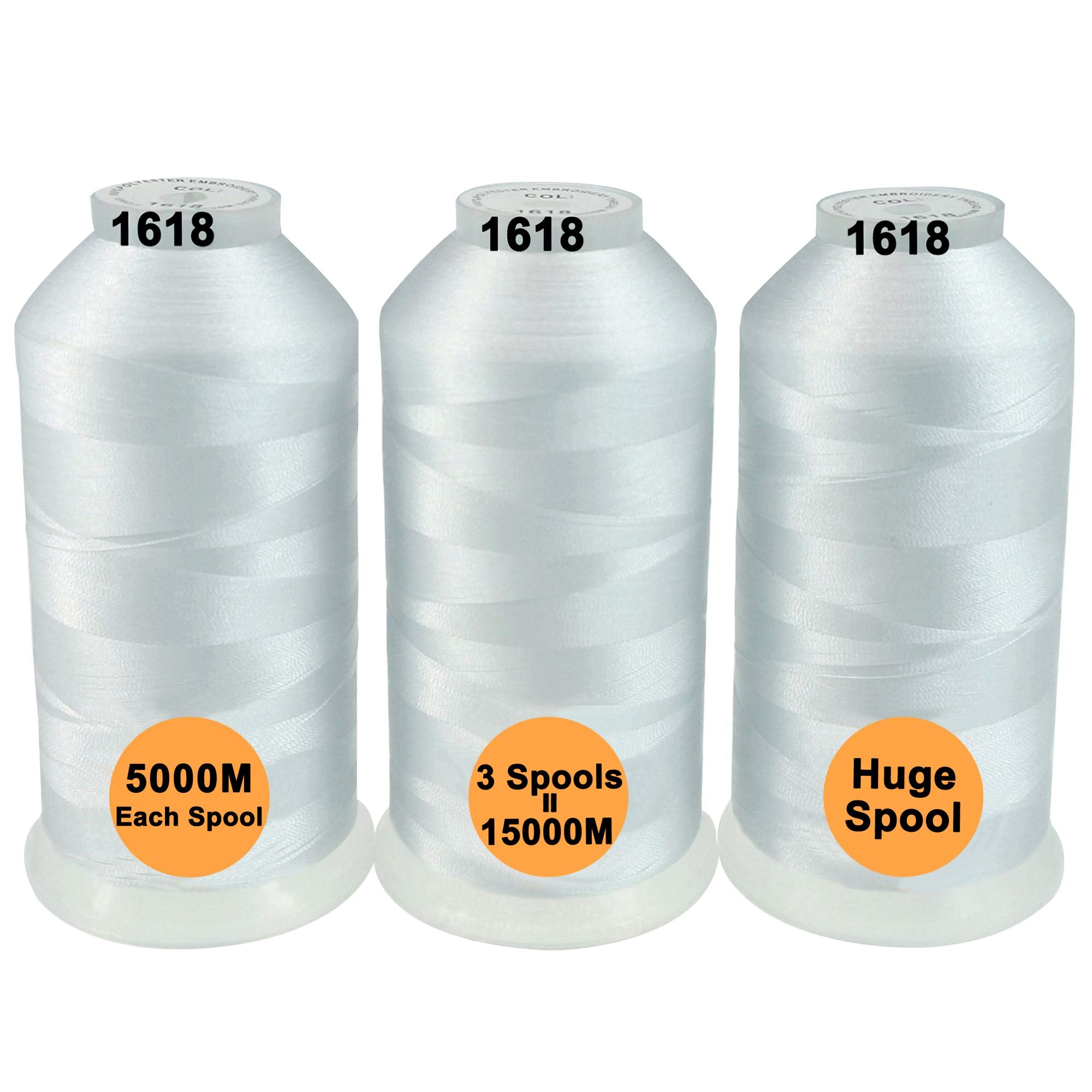 New brothread White Polyester Machine Embroidery Thread - 3 x 5000M