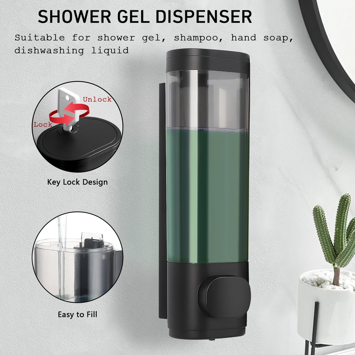 300ml Wall Mounted Soap Dispenser, Shower Gel Dispenser Wall Mounted - image 4