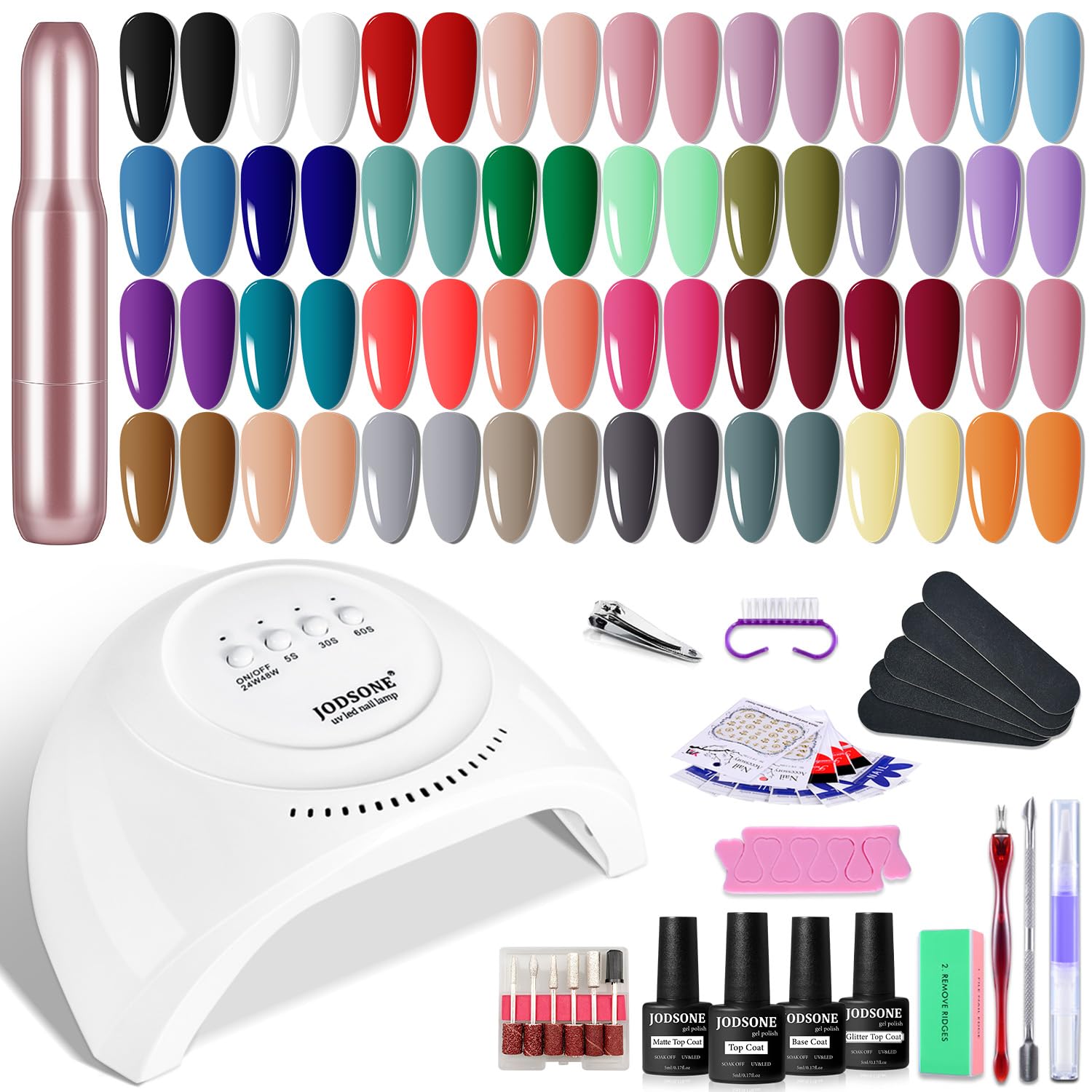 JODSONE Gel Nail Polish Kit with UV Light and Drill - 36 Piece Manicure Set