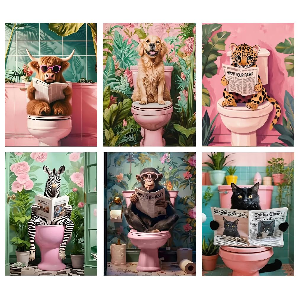 6-Pack Animal Diamond Painting Kits for Adults, 12x16 Inch