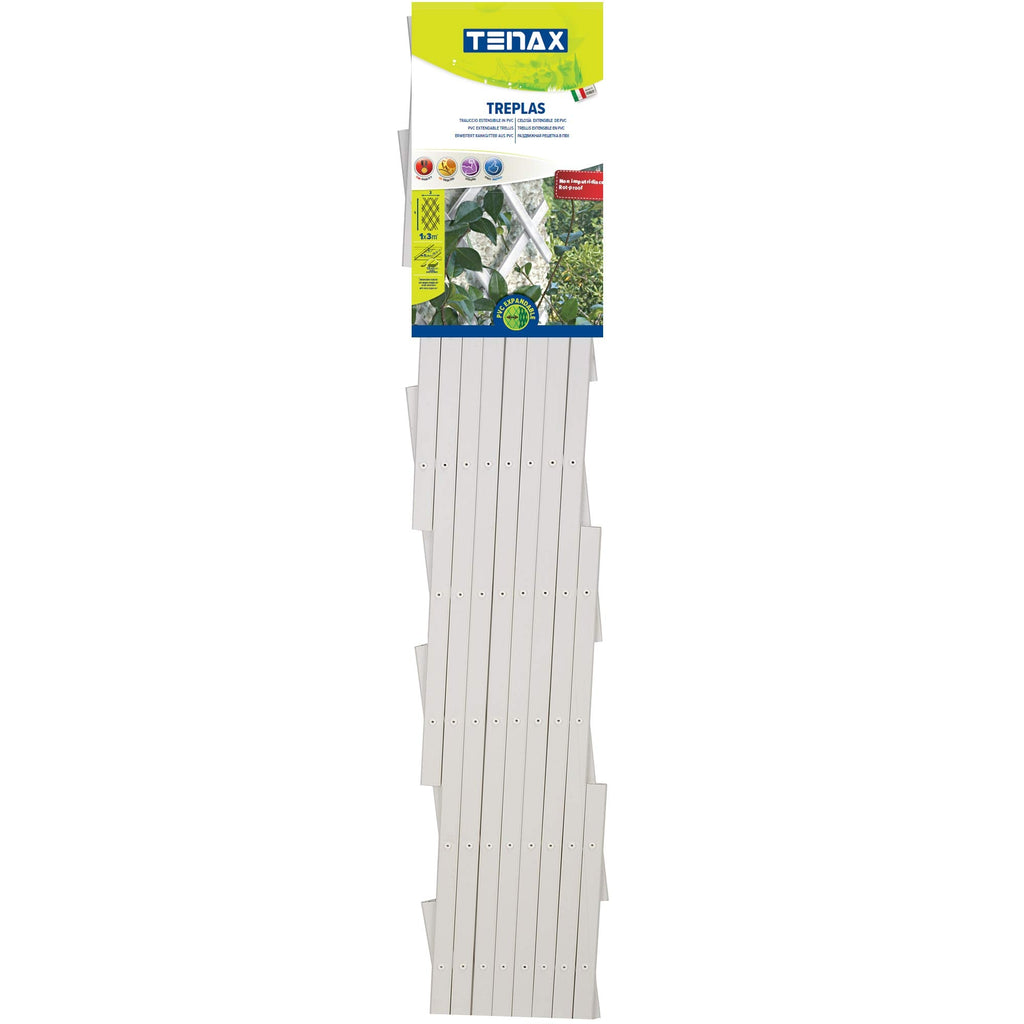 Trepls – Traliccio Estensibile in PVC Bianco per Piante, 1,00x3 m