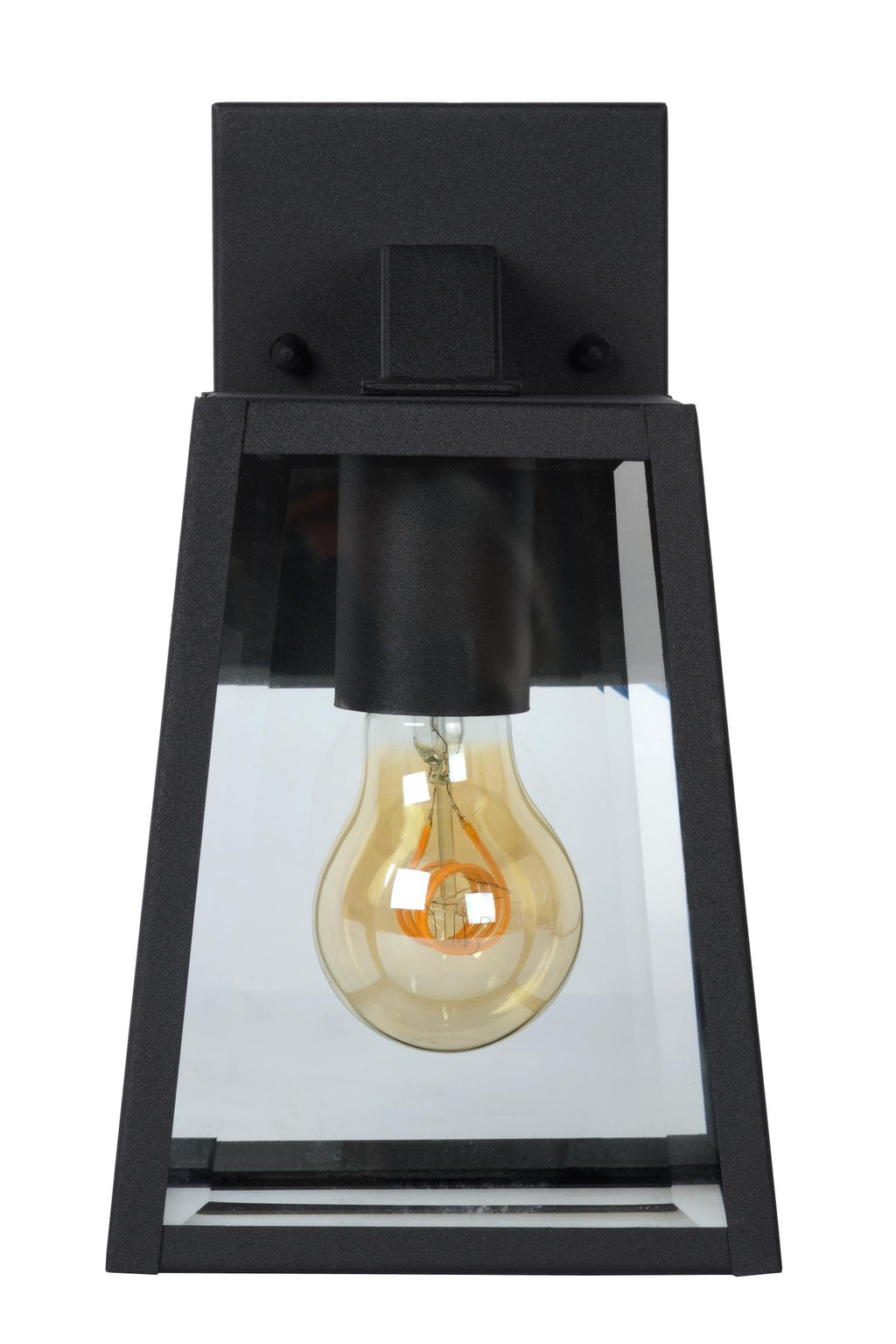 Lucide Matslot Outdoor Wall Light – Rustic Black Metal Lantern IP23