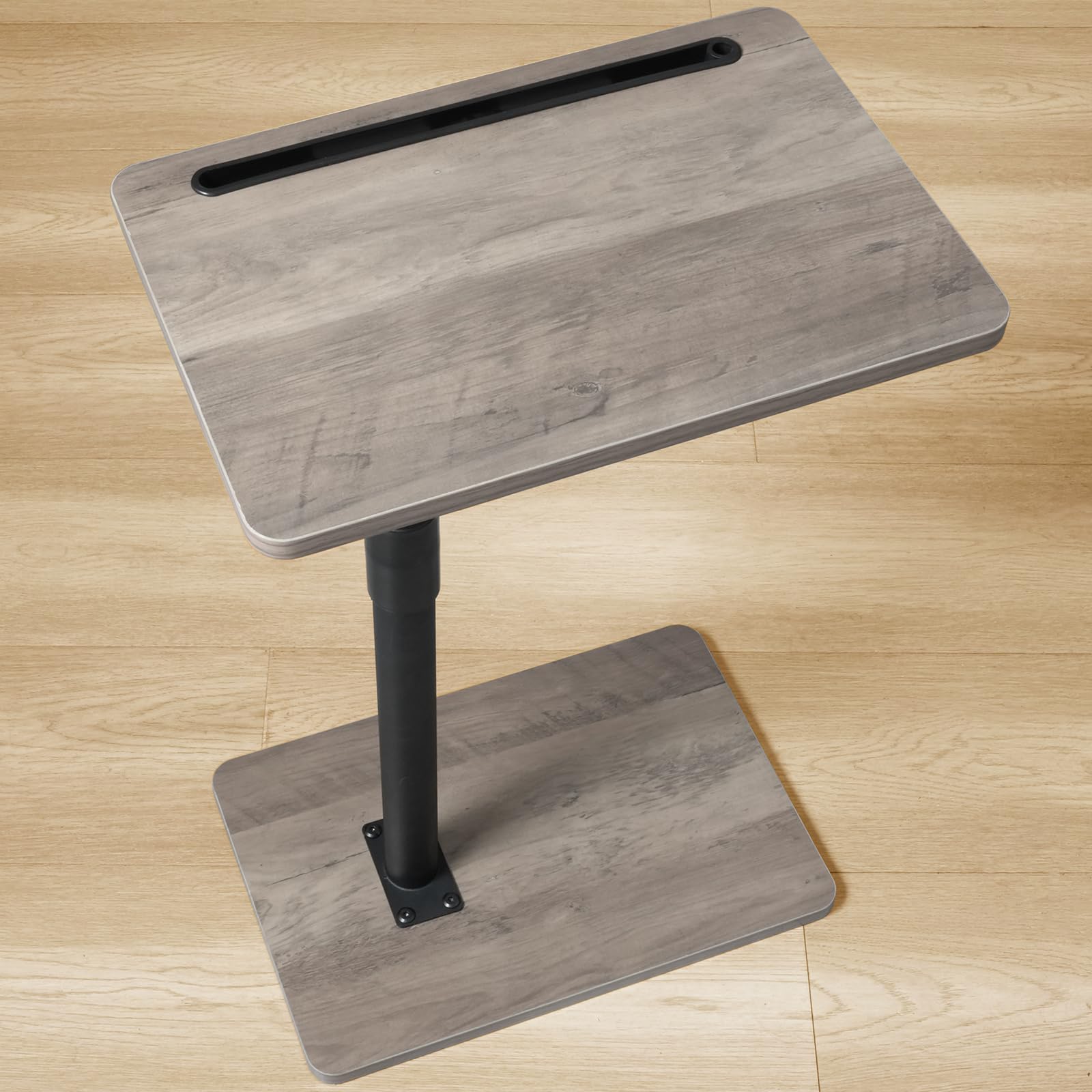 YUHFERA C-Shaped Side Table – 360° Swivel Height Adjustable Sofa Tray