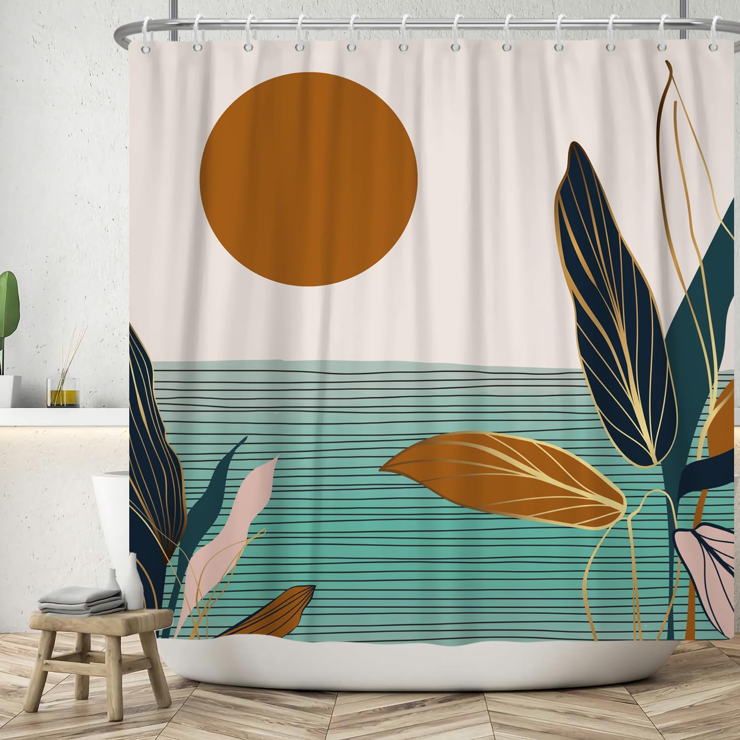 Jolof Store Boho Abstract Art Shower Curtain – Waterproof Polyester 180x180cm
