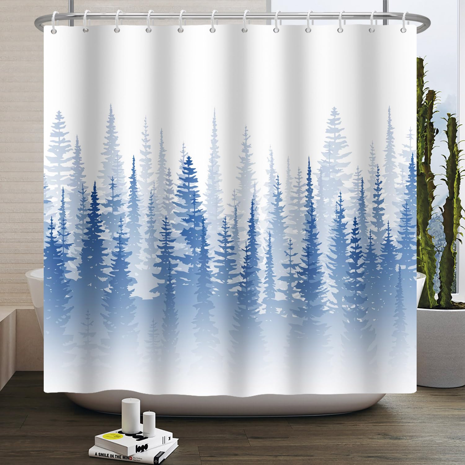 Christmas Pine Tree Forest Waterproof Shower Curtain