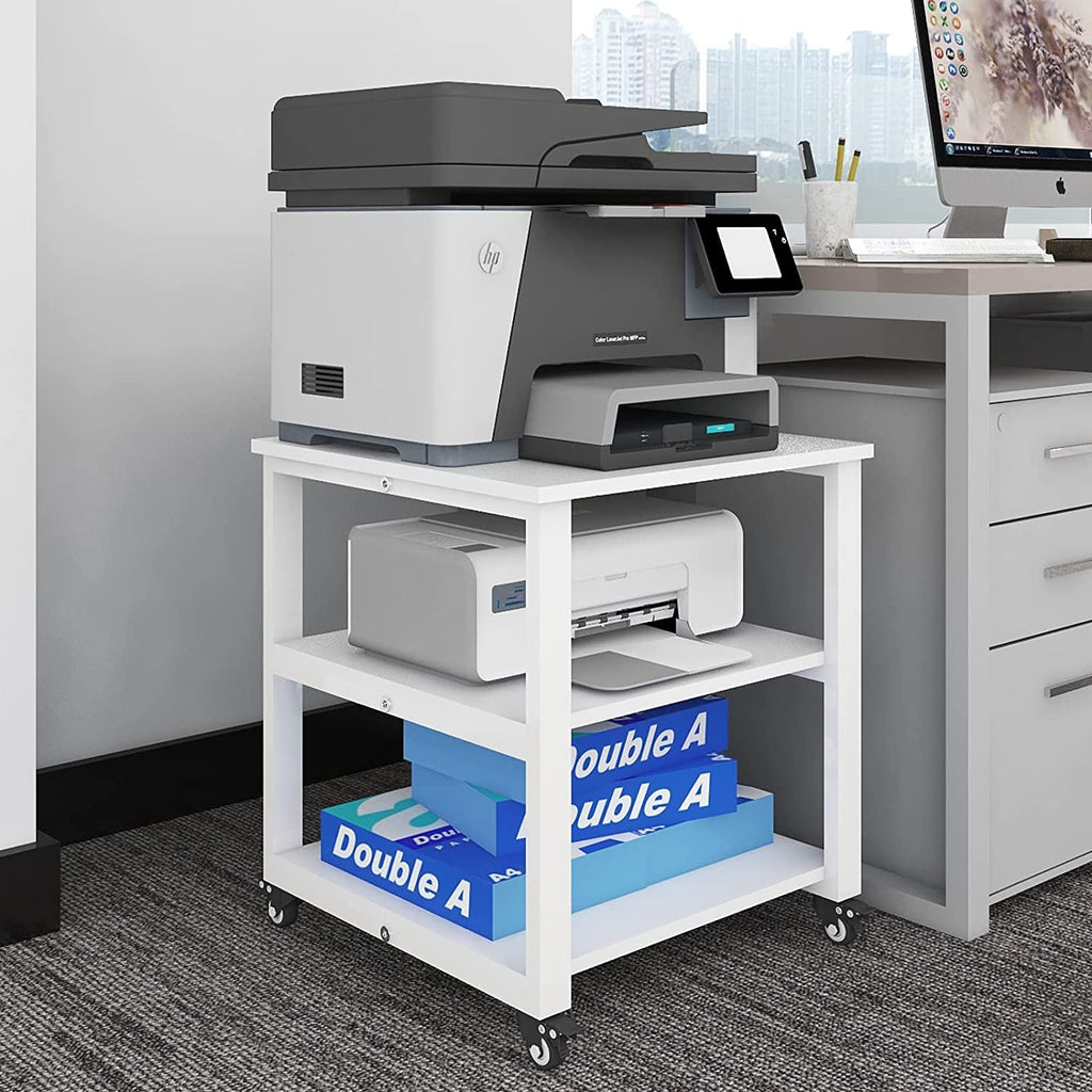 PUNCIA 3-Tier Rolling Printer Stand | Heavy Duty Under Desk Storage Cart