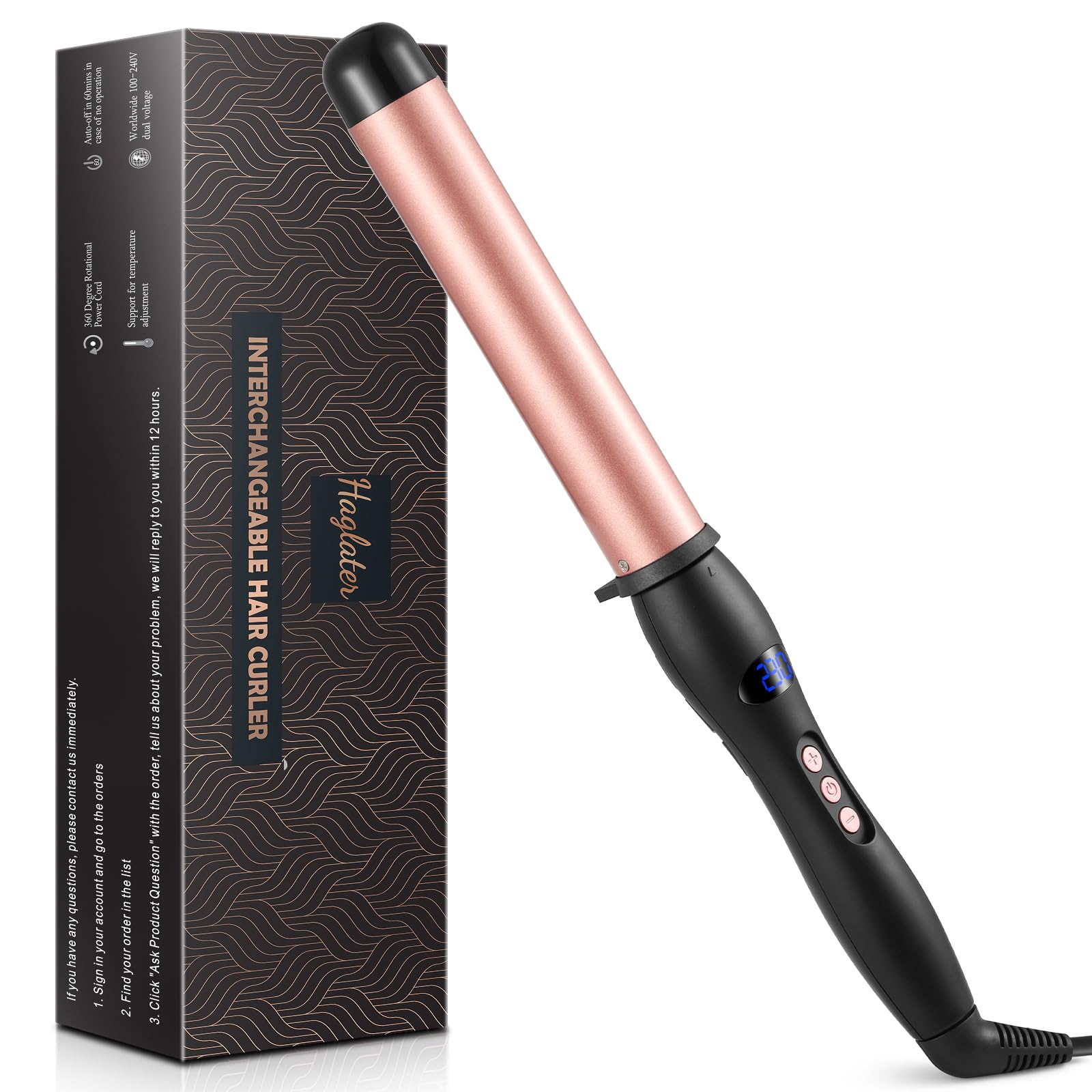 Haglater 32mm Ceramic Hair Curling Wand | Quick Heating Iron for Long Hair
