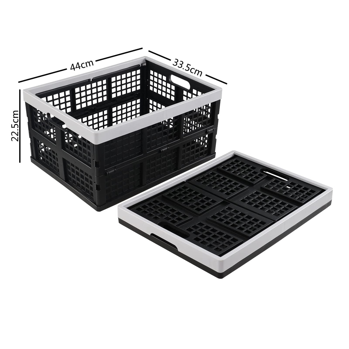 Ikando 3 Packs 30 L Black Foldable Crate, Plastic Collapsible Storage Box - image 2