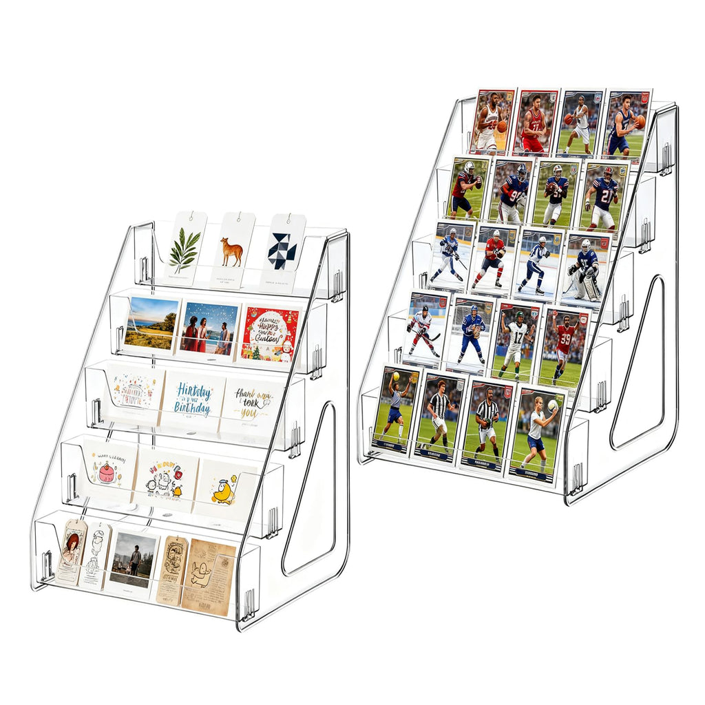 JWShang Card Display Stand, 5-Tier Clear PET Rack for Graded Cards, 2 Pack - image 1