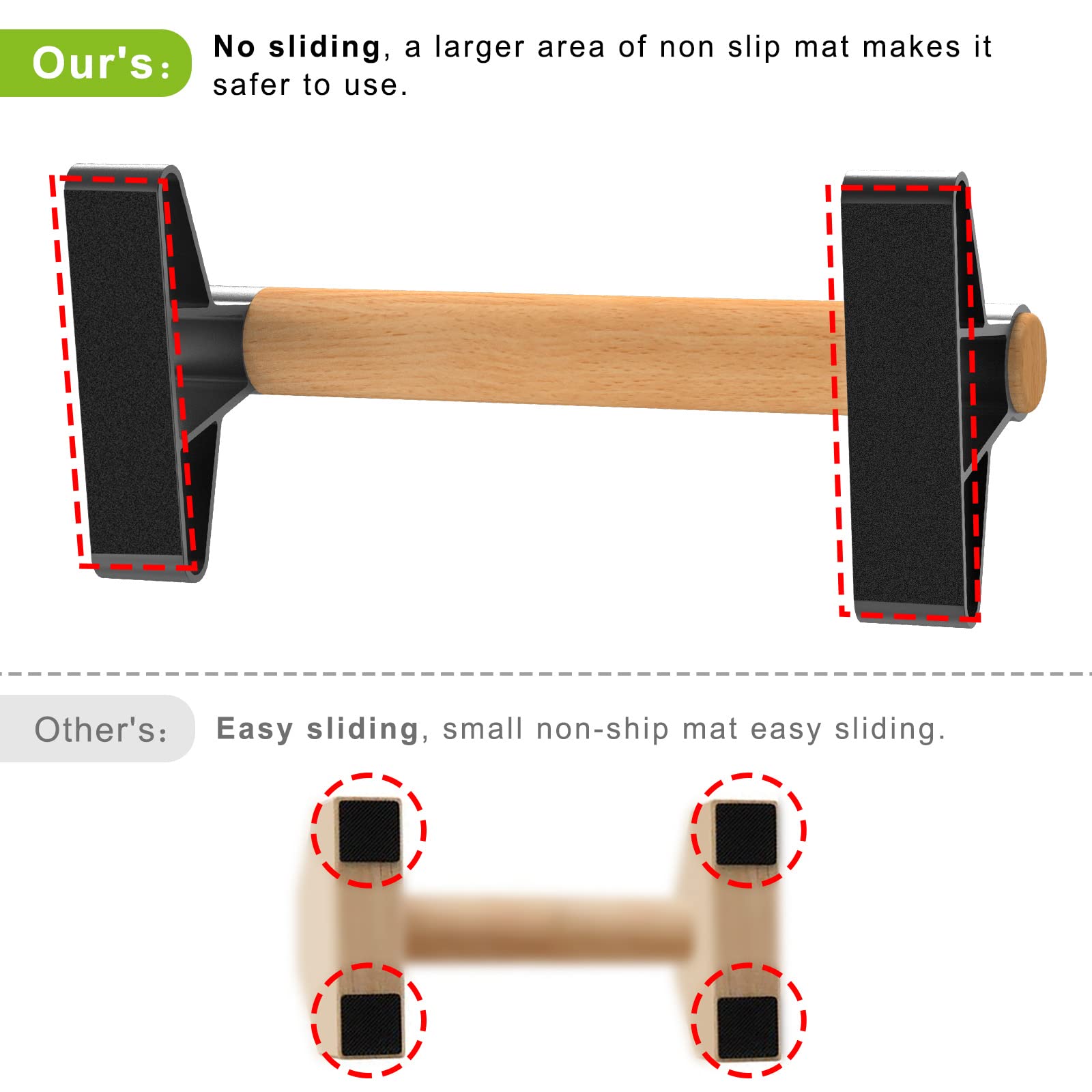 SELEWARE Wood Parallettes – Alloy Steel Push Up Bars for Gymnastics