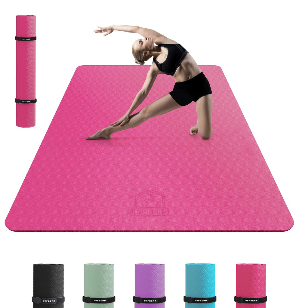 HAPBEAR Extra Large Yoga Mat - 6mm Thick Non-Slip TPE Exercise Mat