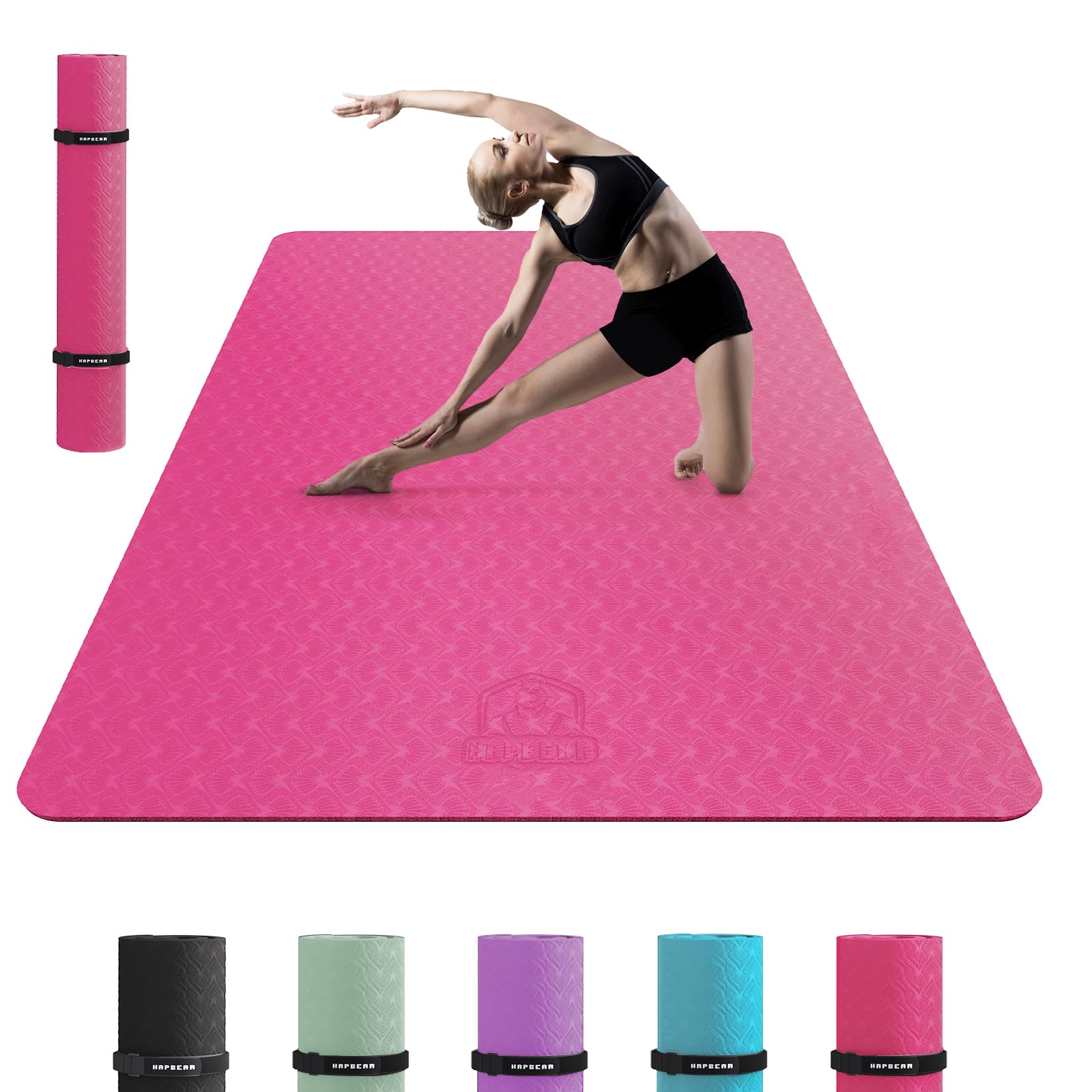 HAPBEAR Extra Large Yoga Mat - 6mm Thick Non-Slip TPE Exercise Mat