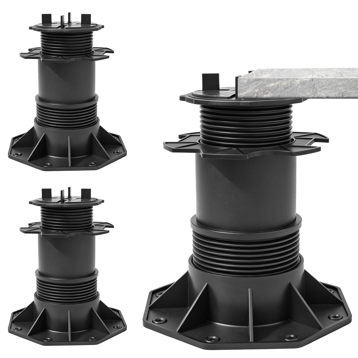 Nordswal 2 Pack Adjustable Tile & Paver Support Pedestal, Heavy Duty Paving Slab Supports with Rubber Pad, Height Adjustable 140-220mm - image 1