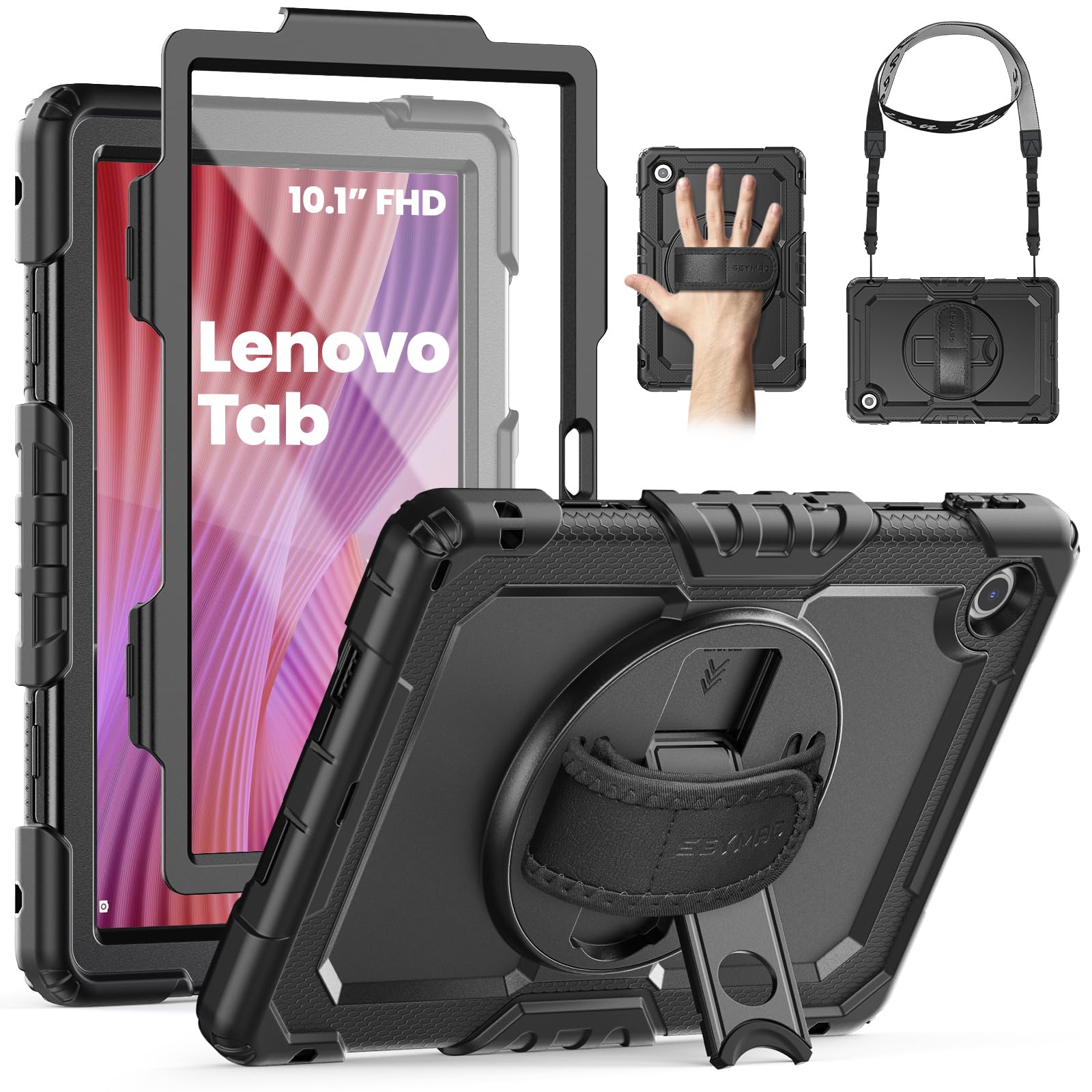 SEYMAC Lenovo Tab 10.1 2025 Case - Shockproof Cover with 360 Stand
